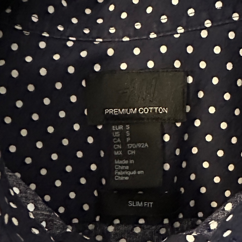 Men's Navy Polka Dot Shirt - Picture 2 of 4